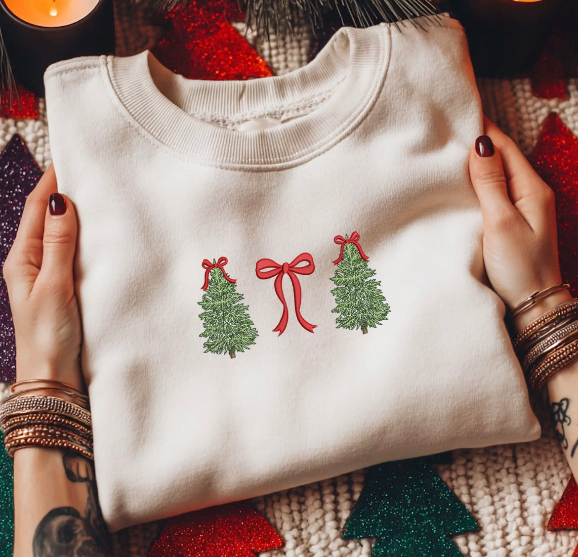 Embroidered Trees Unisex Crew