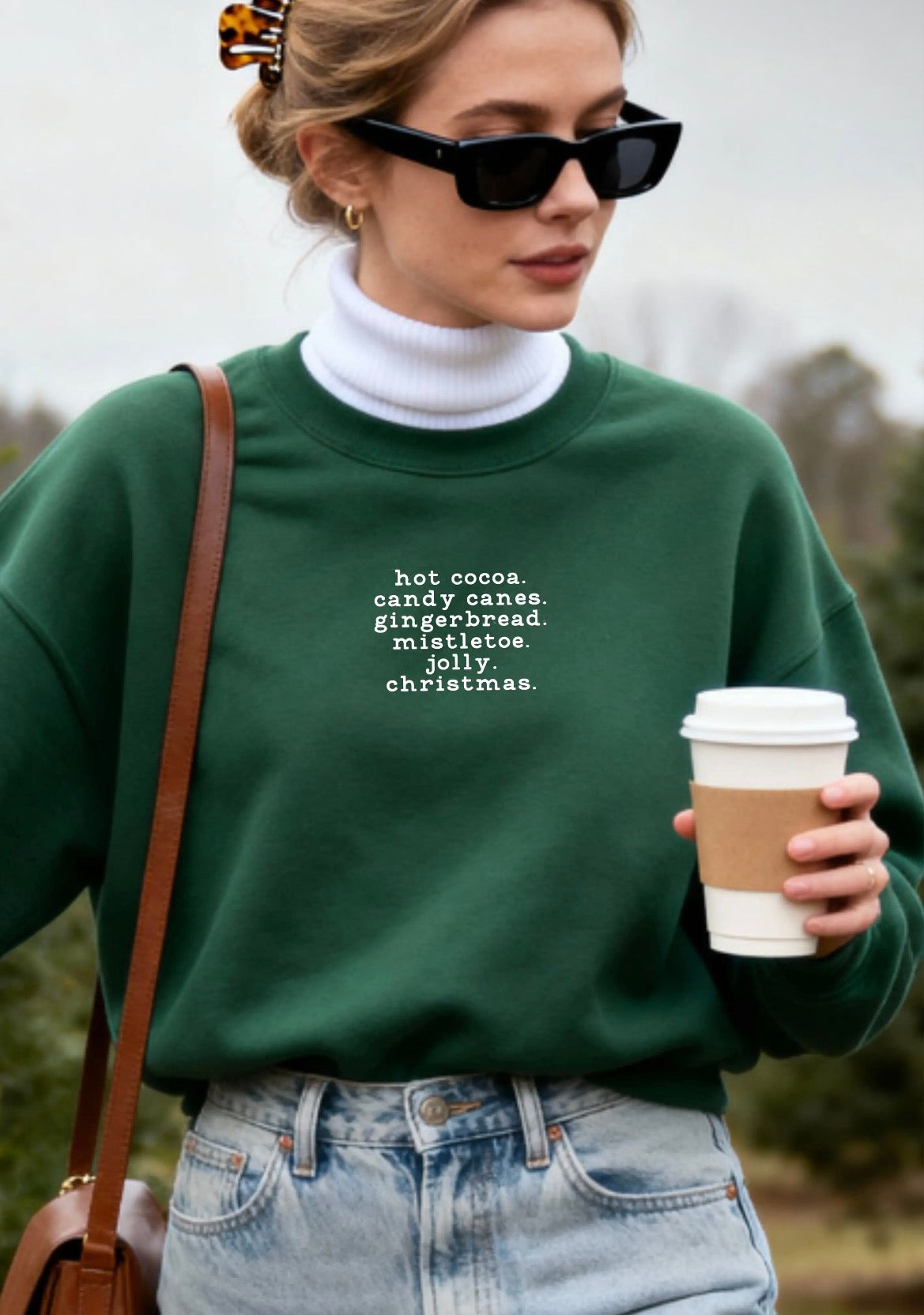 Embroidered Christmas Words Unisex Crew