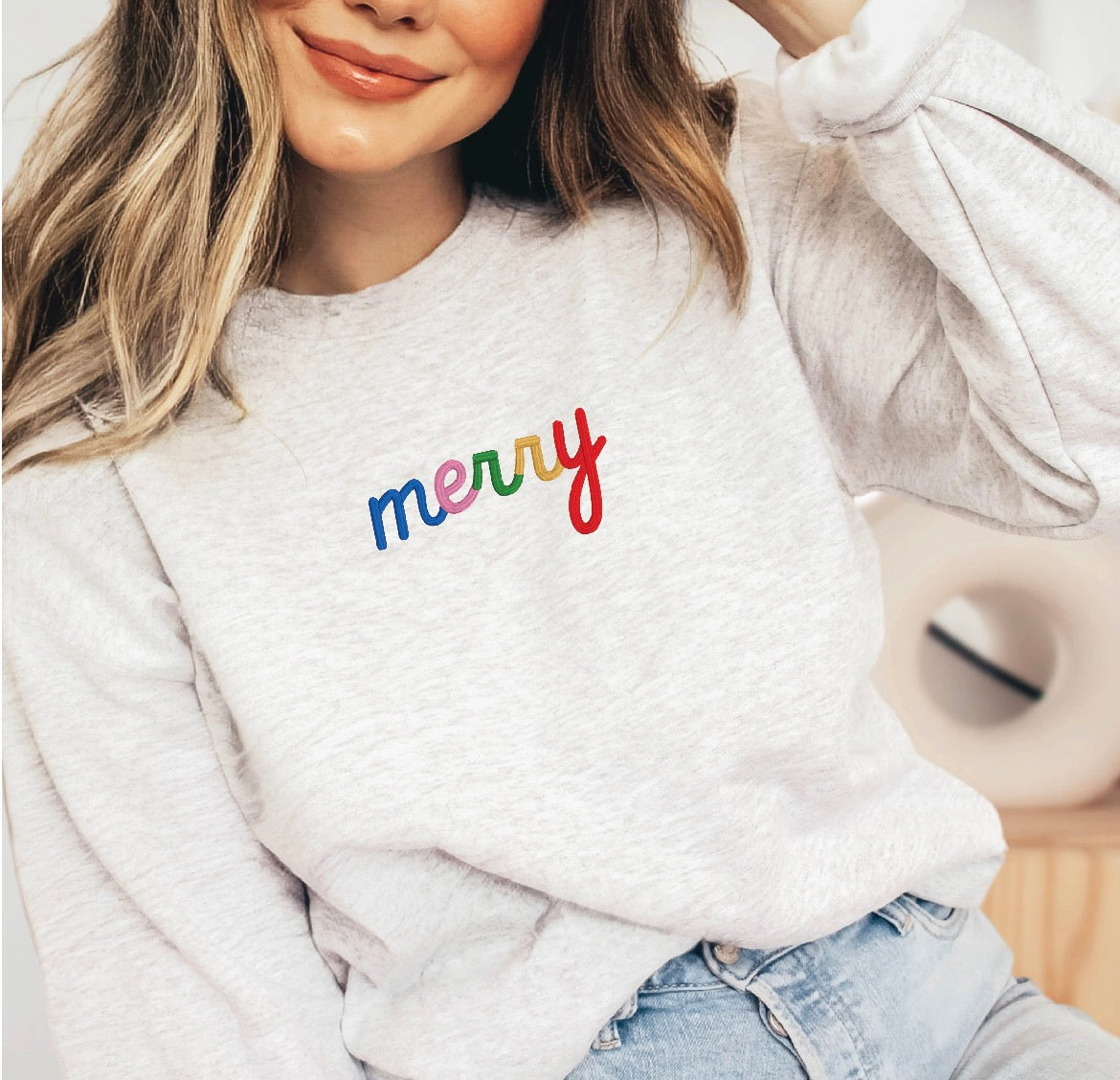 Embroidered Merry Unisex Crew