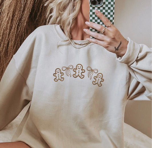 Embroidered Gingerbread Men Unisex Crew