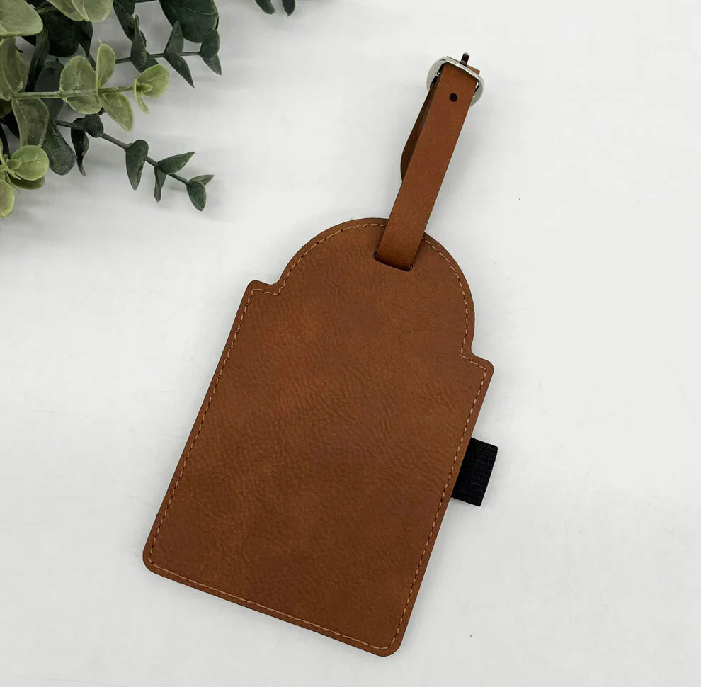 Personalized Brown Leatherette Golf Tag & Tee Holder