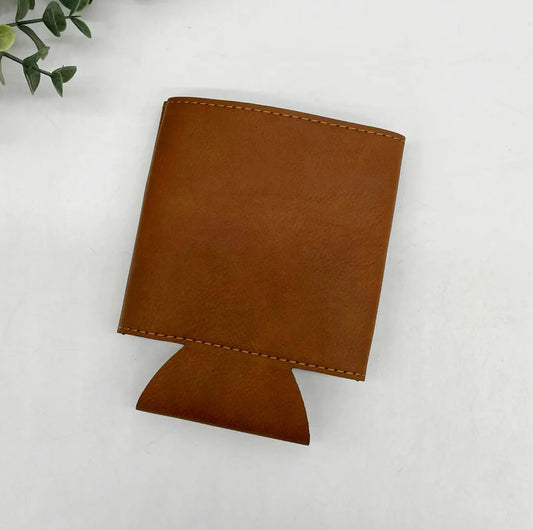 Brown Leatherette Can Koozie