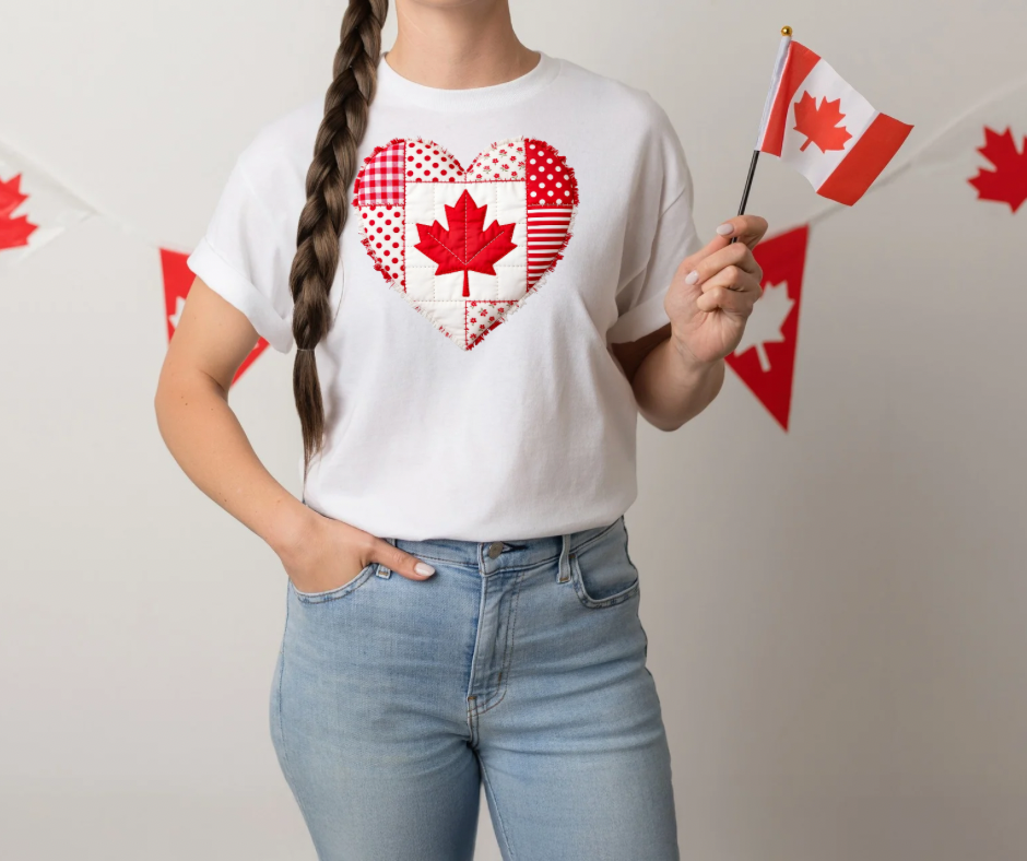 Faux Patchwork Canada Heart
