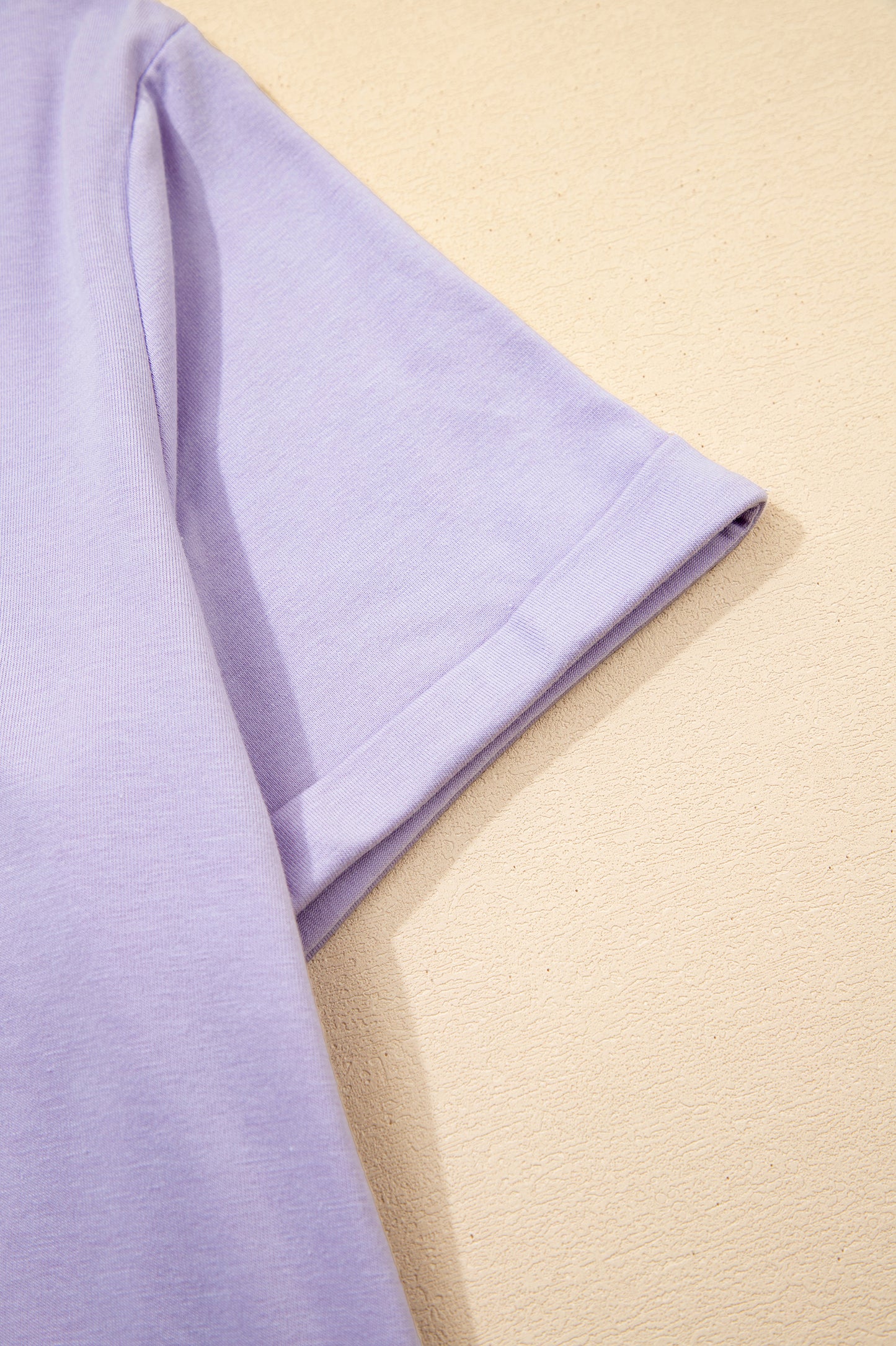 Pink Solid Color Basic Crew Neck Plain Tee