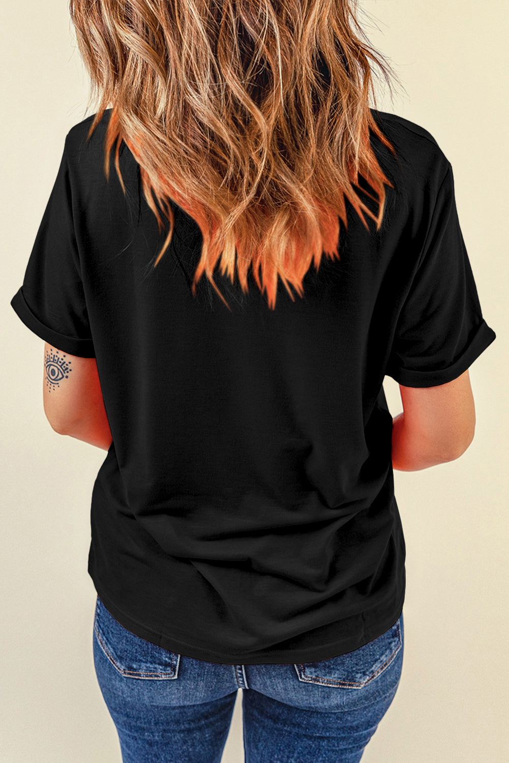 Pink Solid Color Basic Crew Neck Plain Tee