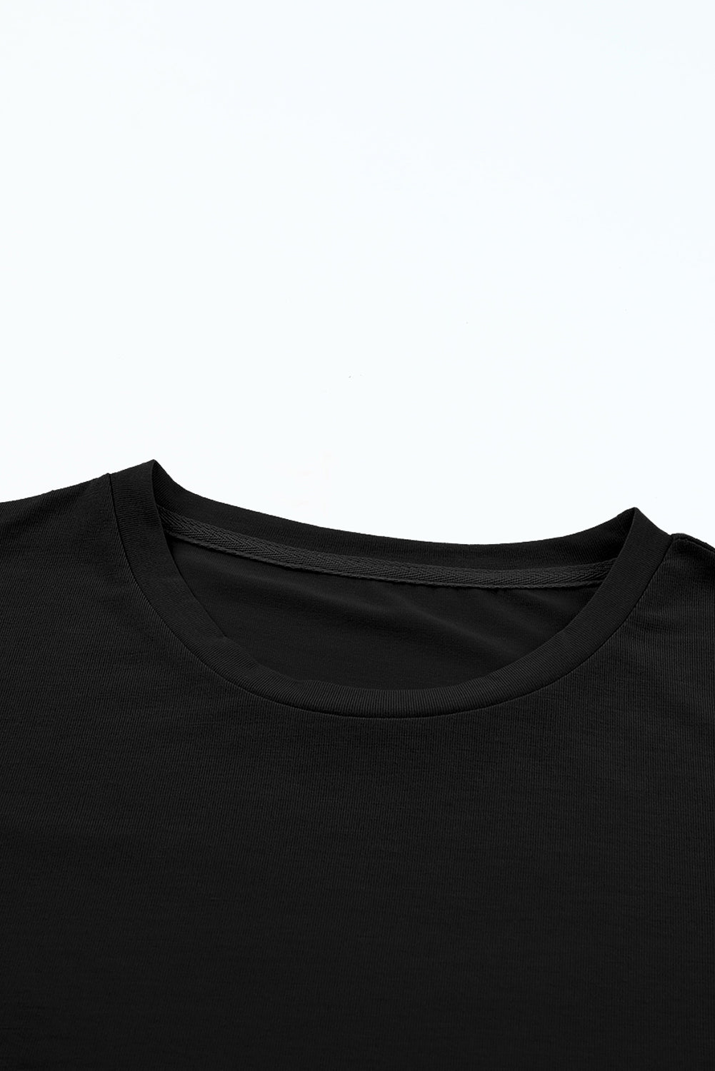 Pink Solid Color Basic Crew Neck Plain Tee