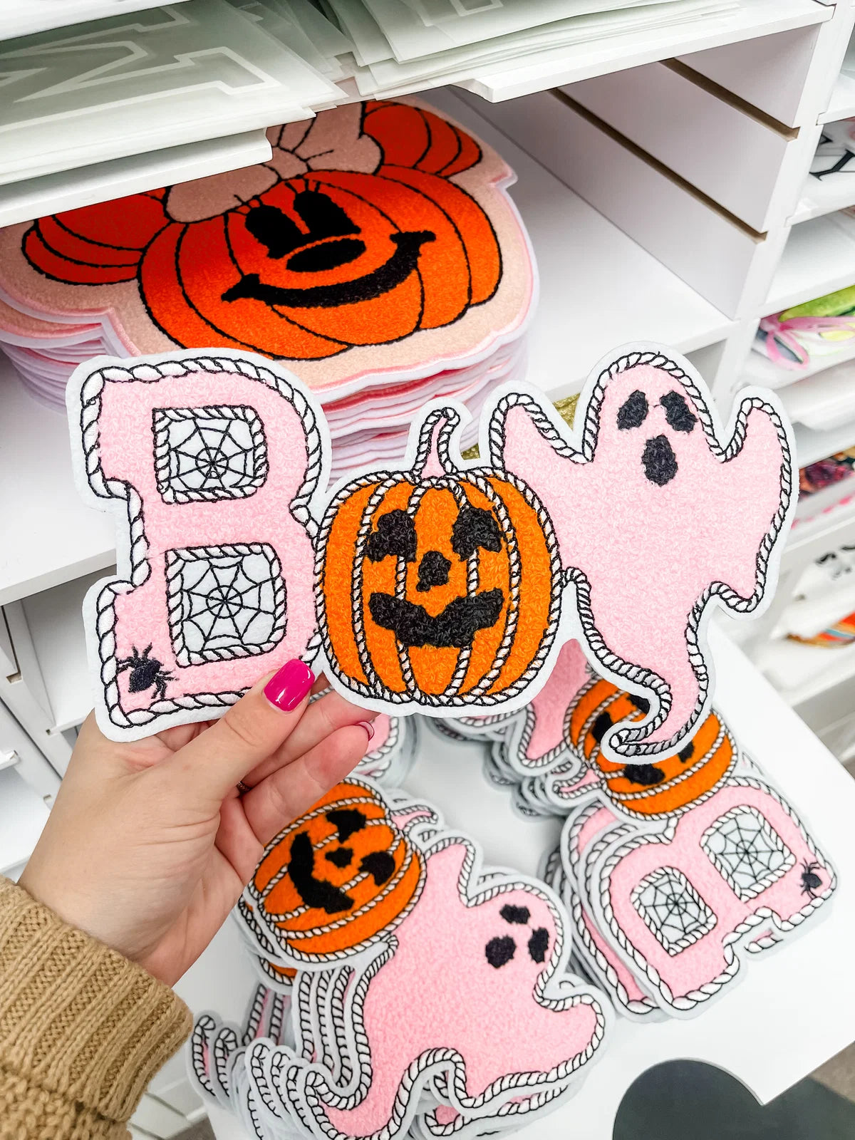 Pink Boo Chenille Patch Pre-Order