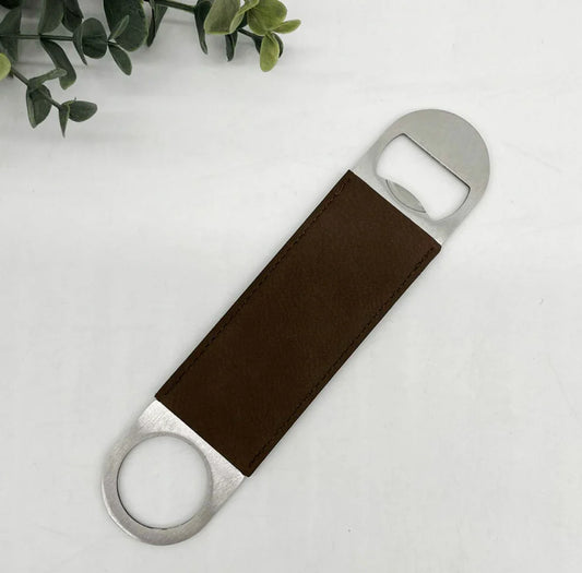 Personalized Brown Leatherette Bottle Opener