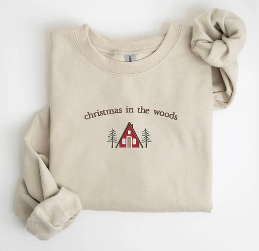 Embroidered Christmas in the Woods Unisex Crew