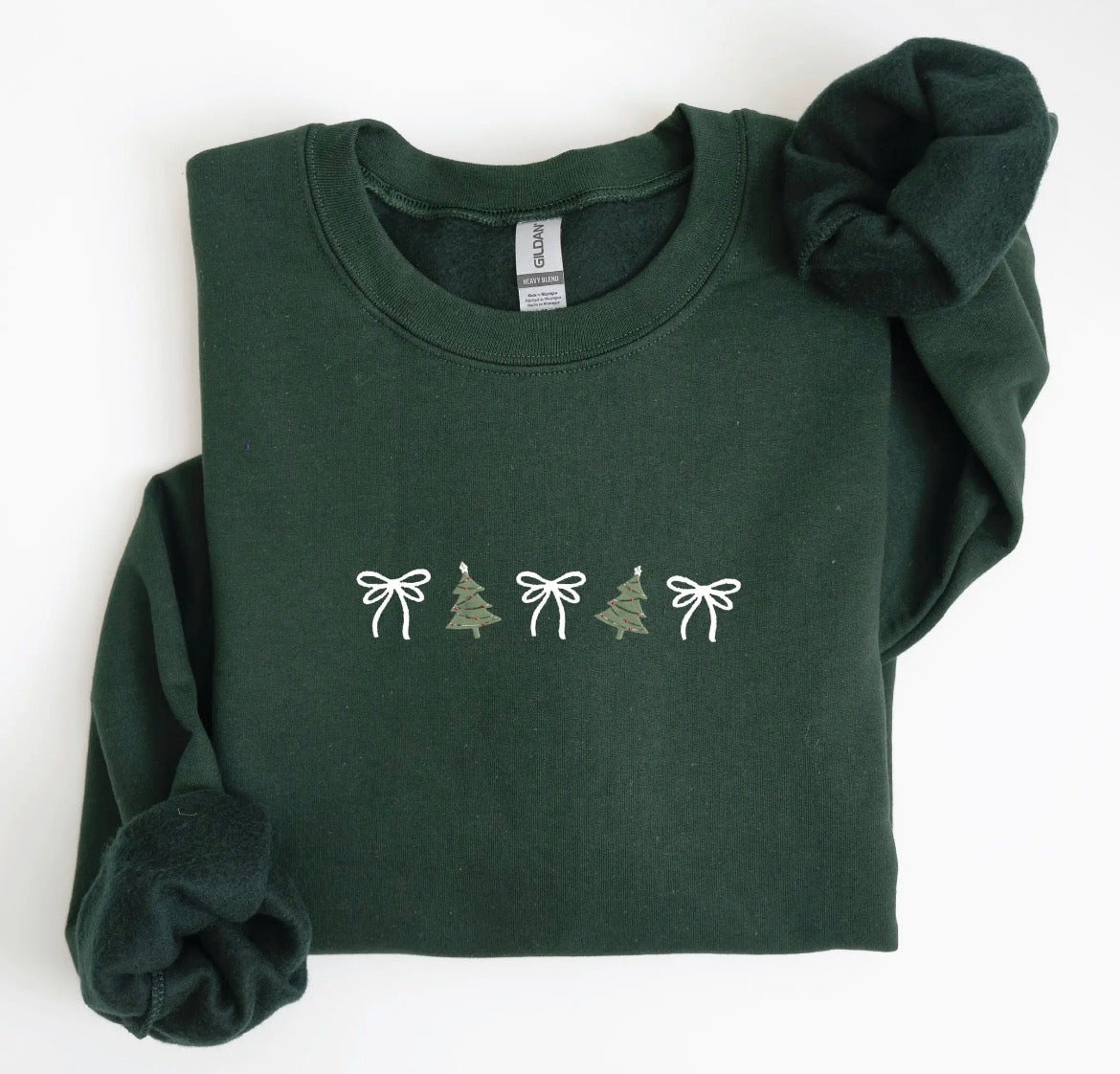 Embroidered Trees & Bows Unisex Crew