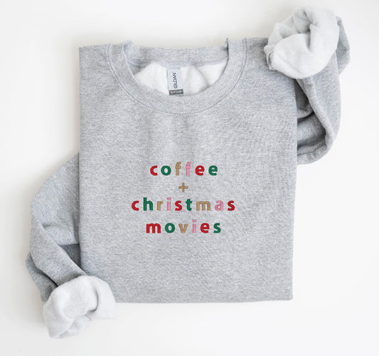 Embroidered Coffee + Christmas Movies Unisex Crew