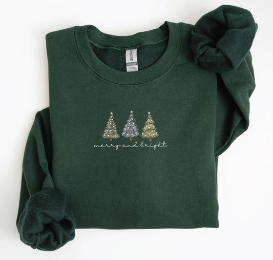 Embroidered Merry & Bright Unisex Crew