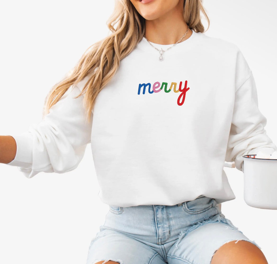 Embroidered Merry Unisex Crew
