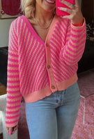 Pink Striped Cardigan