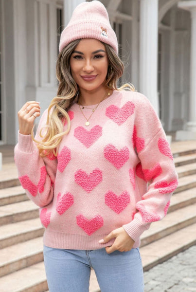 Light Pink Valentine’s Day Heart Sweater