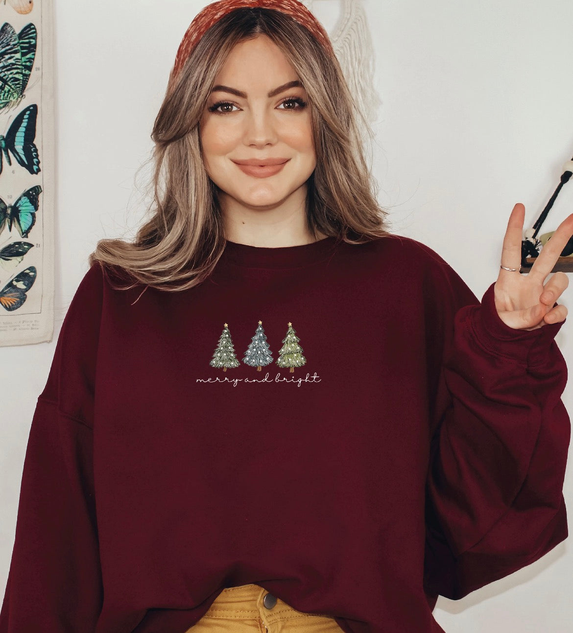 Embroidered Merry & Bright Unisex Crew