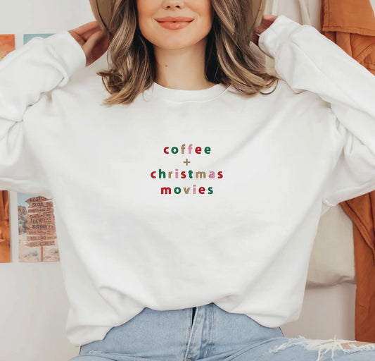 Embroidered Coffee + Christmas Movies Unisex Crew