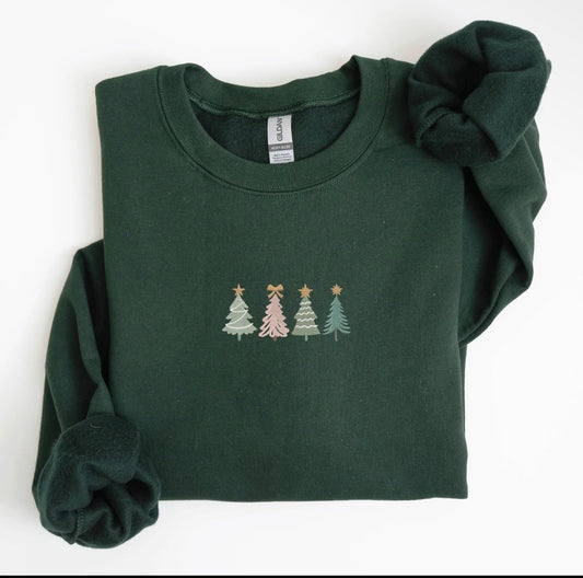Embroidered Christmas Trees Unisex Crew