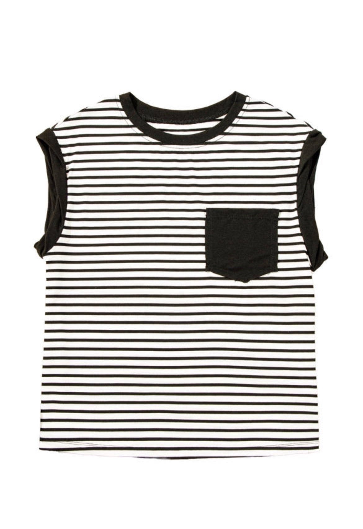 Black Stripe Roundneck Sleeveless Tee— FINAL SALE