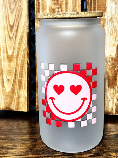 Smiley Glass Can (Frosted)