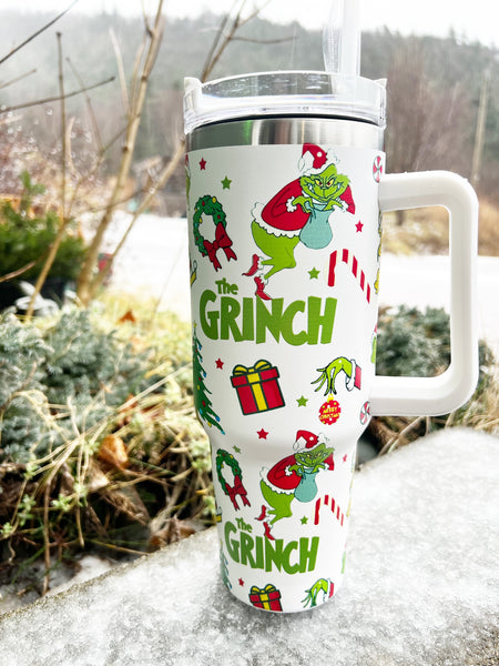 Grinch 40oz Mug with Straw