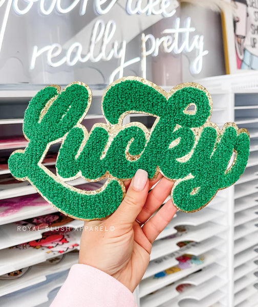 Lucky Cursive Chenille Patch