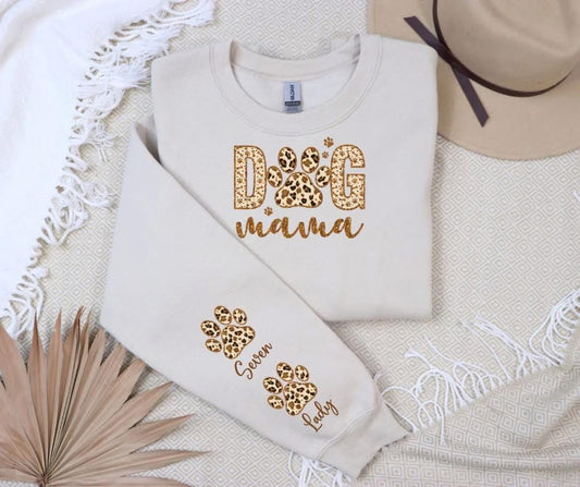 Dog Mama with personalized  sleeve