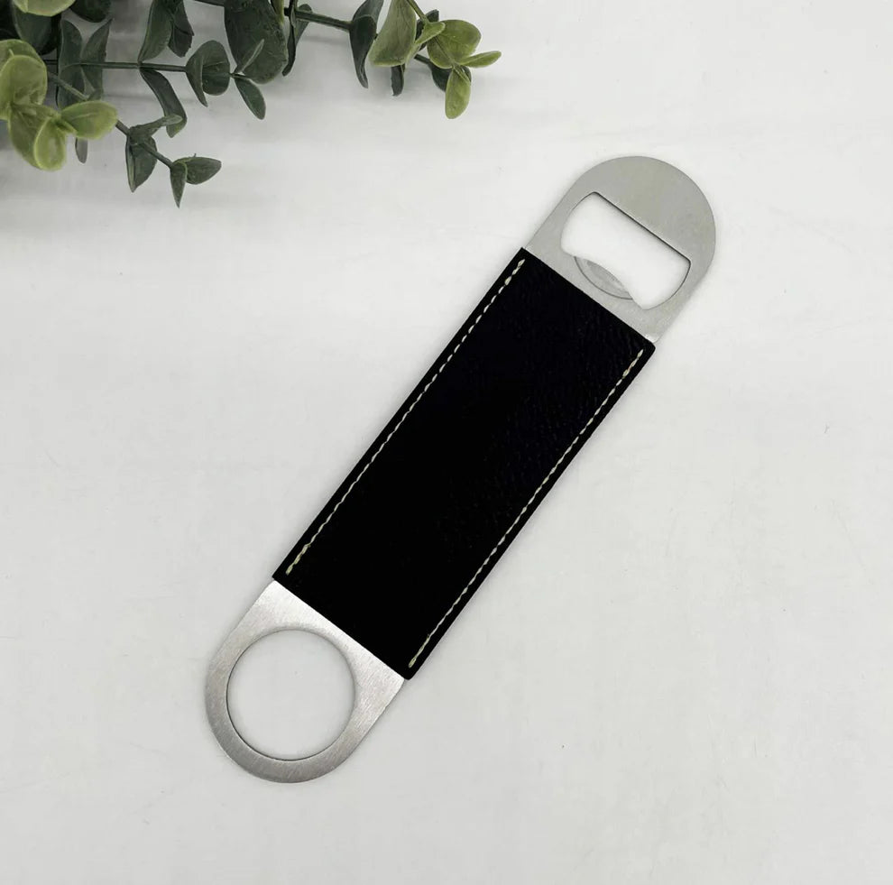 Personalized Black Leatherette Bottle Opener