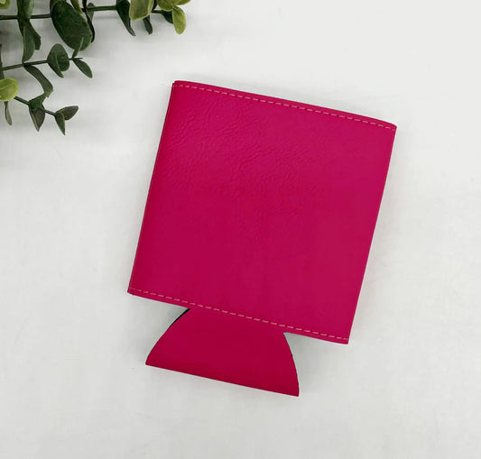 Neon Pink Leatherette Can Koozie