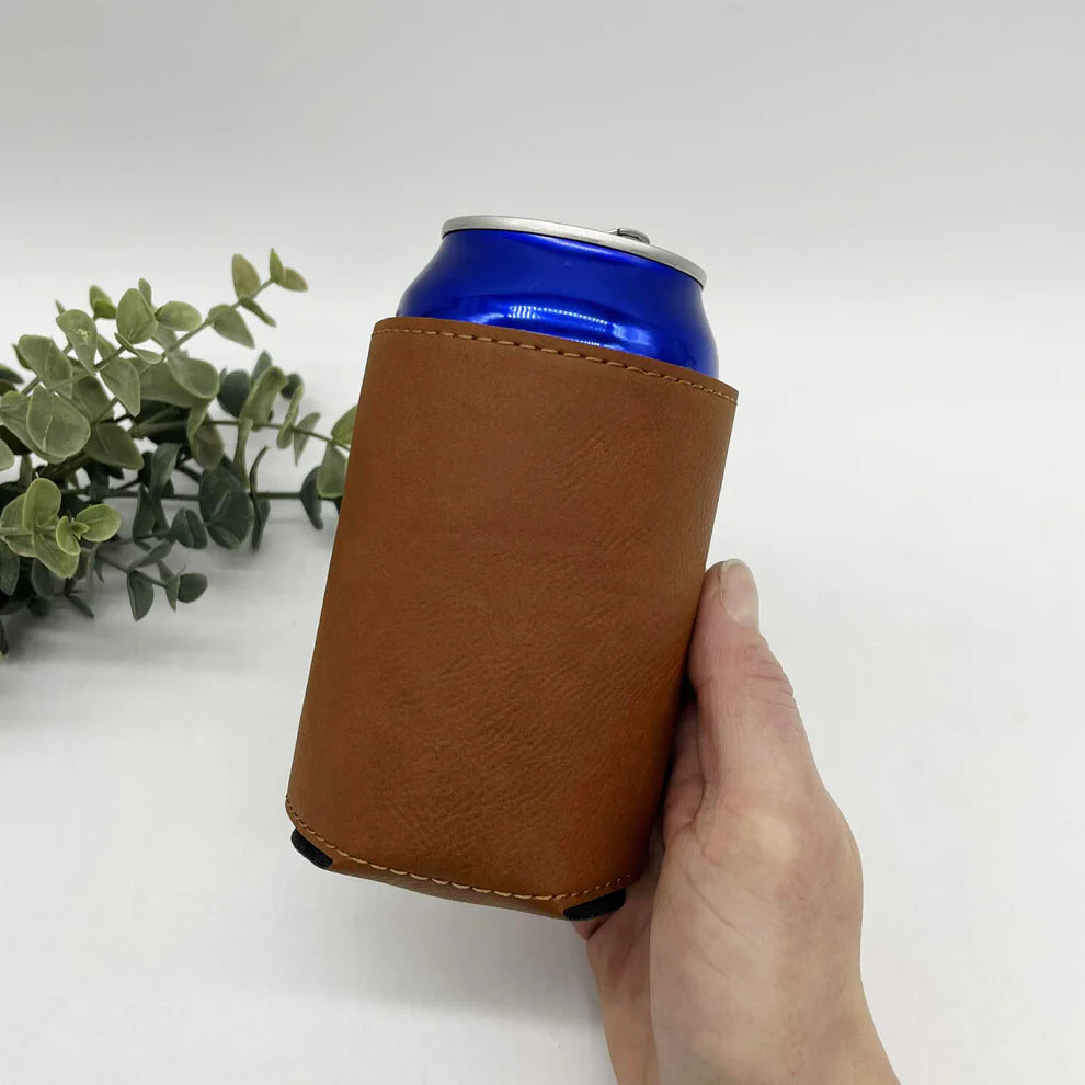 Brown Leatherette Can Koozie
