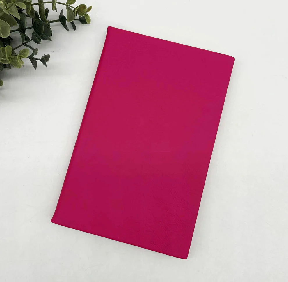 Personalized Hot Pink Leatherette Hard Cover Notebook