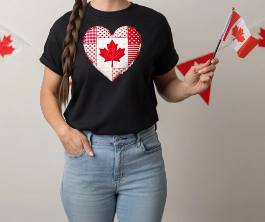 Faux Patchwork Canada Heart