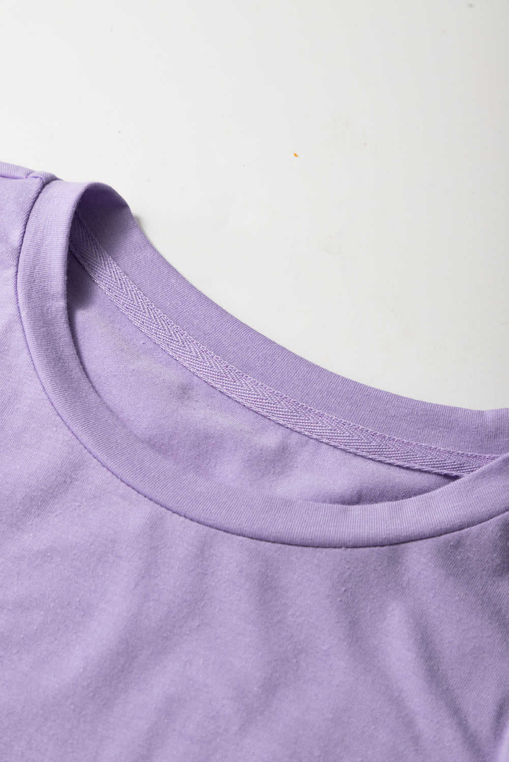 Pink Solid Color Basic Crew Neck Plain Tee