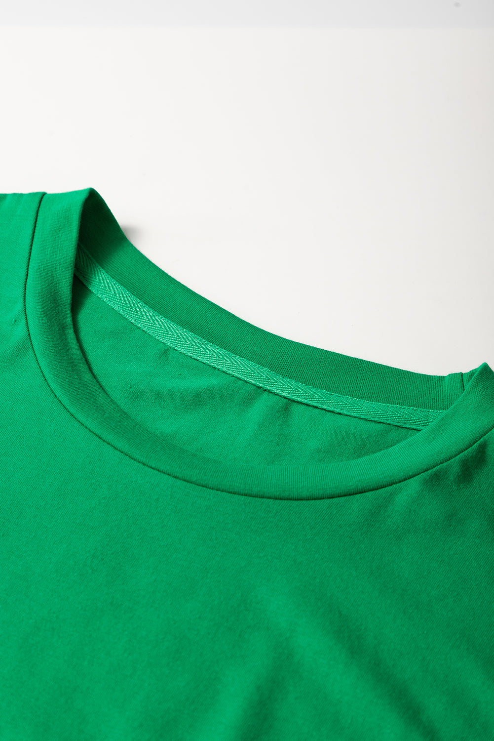 Pink Solid Color Basic Crew Neck Plain Tee