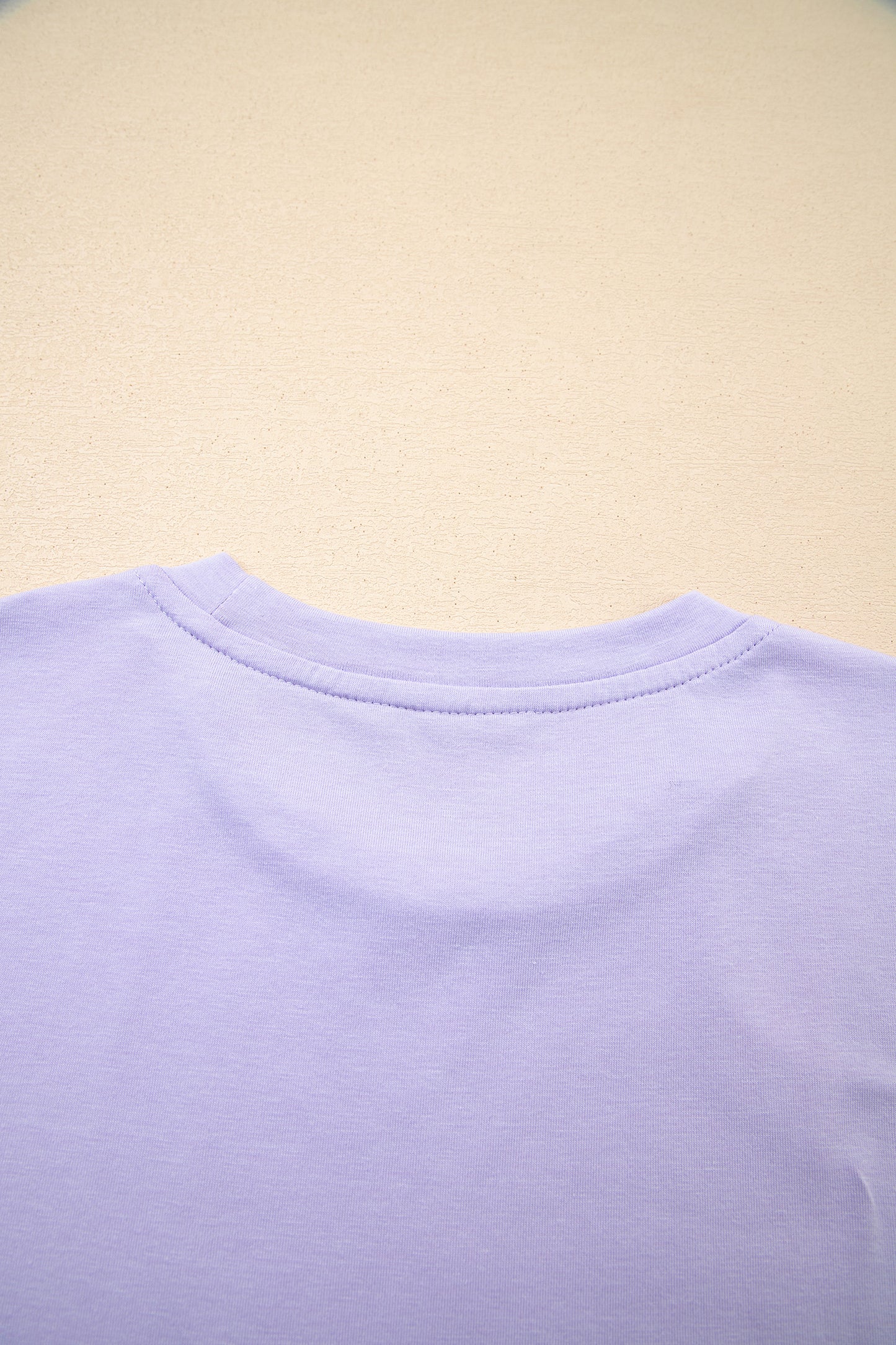 Pink Solid Color Basic Crew Neck Plain Tee