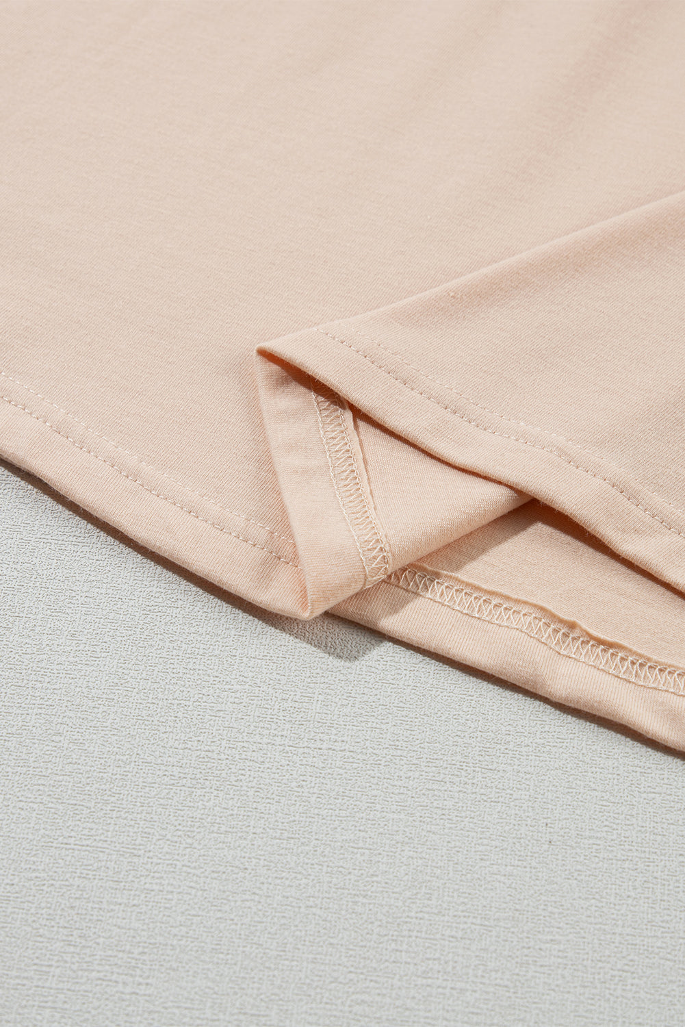 Pink Solid Color Basic Crew Neck Plain Tee