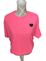 Large Neon Pink Black Heart Tee